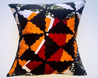 African Print Pillow, African pillow cover, ethnic decor, African print decor, Africa pillow, African cushion, African 18x18, Africa colors