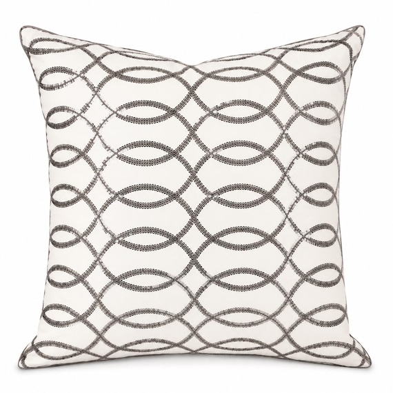 White pillow Cover, Silver sequin pillow, Sequin pillow cover, Euro Pillow, Throw pillow, Decorative pillow, Glitter pillow cover,sparkly