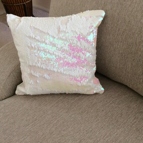 white sequin cushion