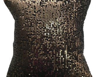 Housse de coussin à sequins dorés, coussin à sequins dorés, coussin doré, Noël, coussin à sequins, coussin noir, coussin à sequins dorés, décoration dorée