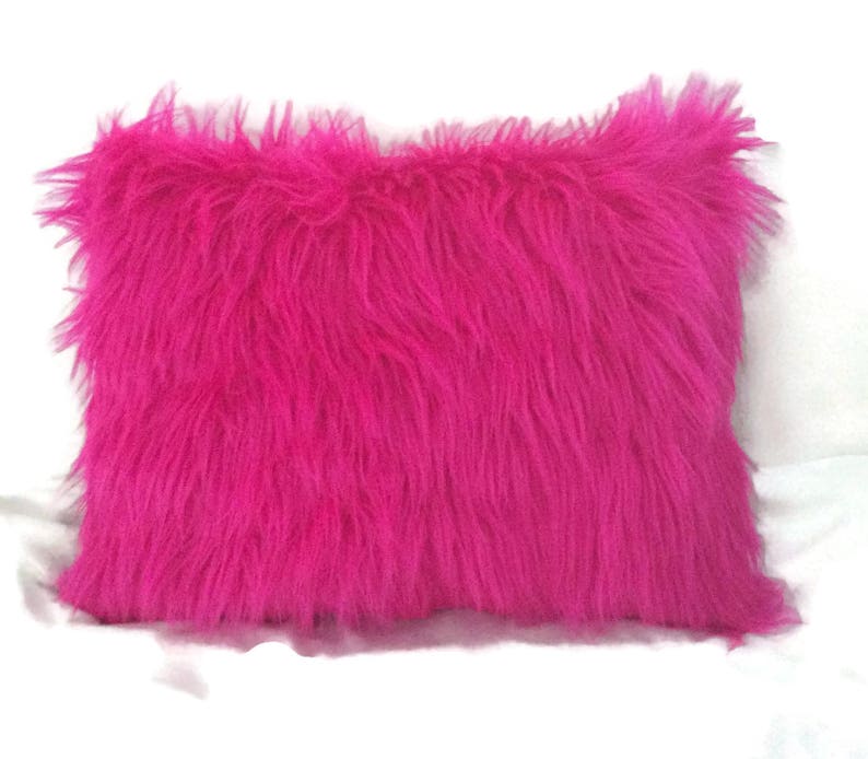Pink Pillow Pink Faux Fur Pillow Pink Throw Pillow Pink Etsy