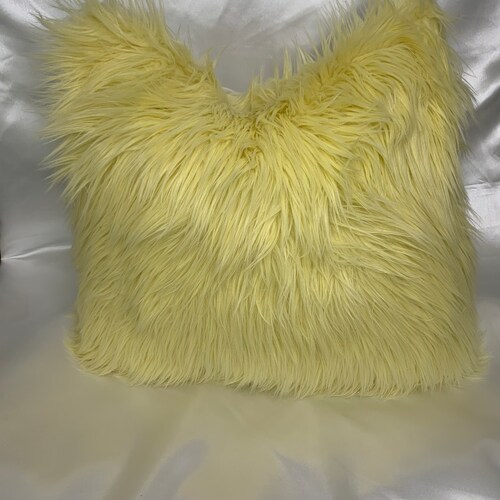 Faux Fur Yellow Pillow Cover Gold Faux Fur Pillow Throw Etsy