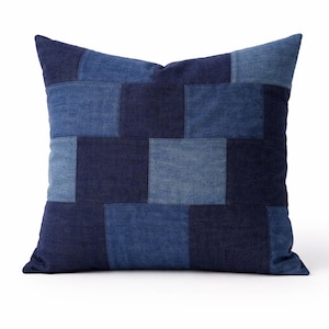 Denim pillow,patchwork pillow cover,Blue Denim Throw pillow , Denim Lumbar pillow, Patch work pillow sham, Vintage Denim Pillow, denim 20x20