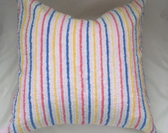 Stripe Pillow decor, Chenille Baby Pillow, Chenille nursery pillow,Vintage Stripe Chenille, Chenille nursery bedding, Baby Nursery  pillow
