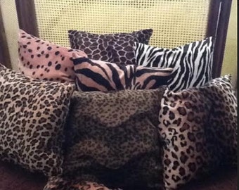 Animal Print Pillow, Leopard pillow cover, Tiger Pillow, Giraffe pillow, Cheetah pillow, Zebra Pillow, Safari animal print, Jungle pillow