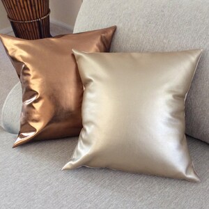 Gold Pillow, Gold faux leather, Metallic gold pillow cover, Decorative pillow, Gold faux leather throw pillow ,Throw pillow, Home Decor image 2