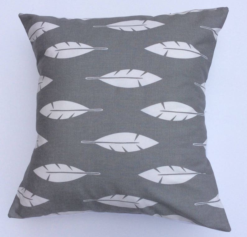 Gray Pillow Cover, Feather Throw Pillow, Feathers, Kids Room, Gray