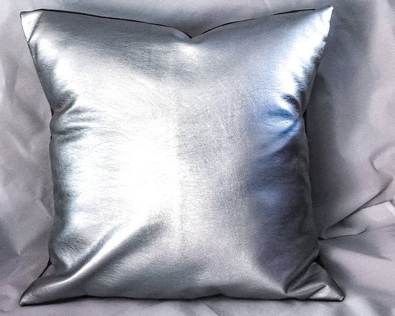 Silver Faux Leather Pillow Covers Metallic Faux Leather Cushion Decorative Pillow for Couch Silver Throw Pillowhome Decor Etsy