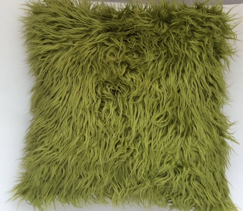 Olive green fur Faux pillow cover Lime green faux fur Etsy