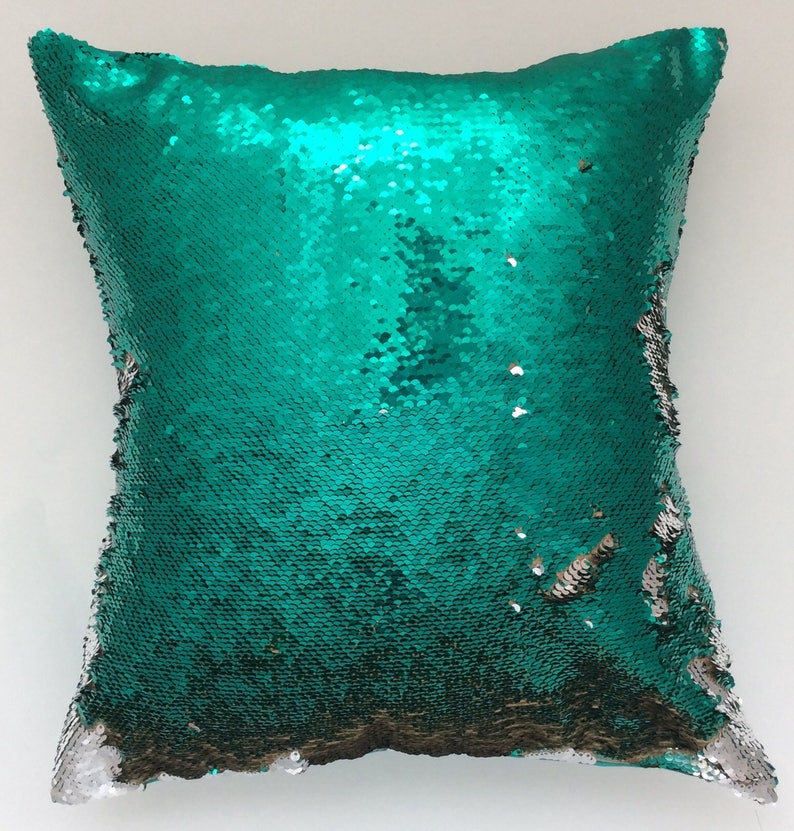 Green Christmas Green reversible pillow Green pillow cover Mermaid reversible pillow Decorative pillow Green Silver Green throw pillow
