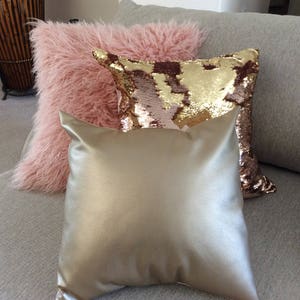 Gold Pillow, Gold faux leather, Metallic gold pillow cover, Decorative pillow, Gold faux leather throw pillow ,Throw pillow, Home Decor image 3