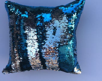 MERMAID pillow,Reversible Pillow Cover, Pillow cover, Throw pillow, Home decor, Accent pillow, Decorative pillow, Teens, Furnishing, Blue