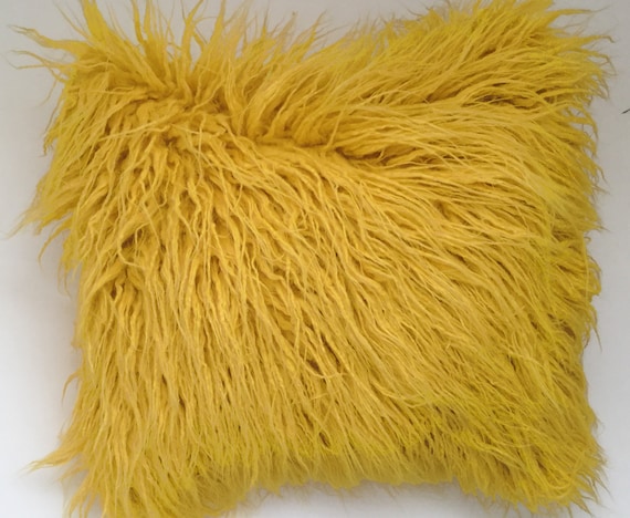 Faux fur yellow pillow cover Gold faux Faux fur yellow pillow cover Gold faux