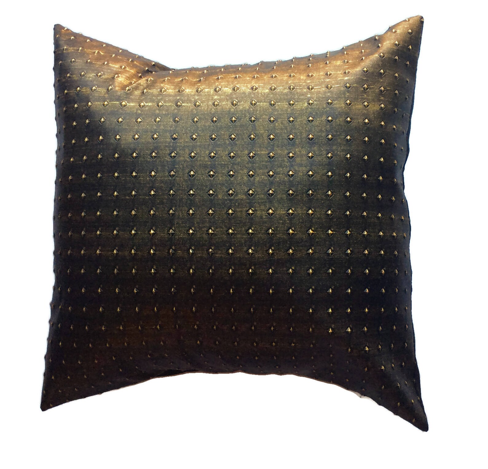 Faux Leather Pillow Cover, Black Faux Leather Pillow, Metallic Gold
