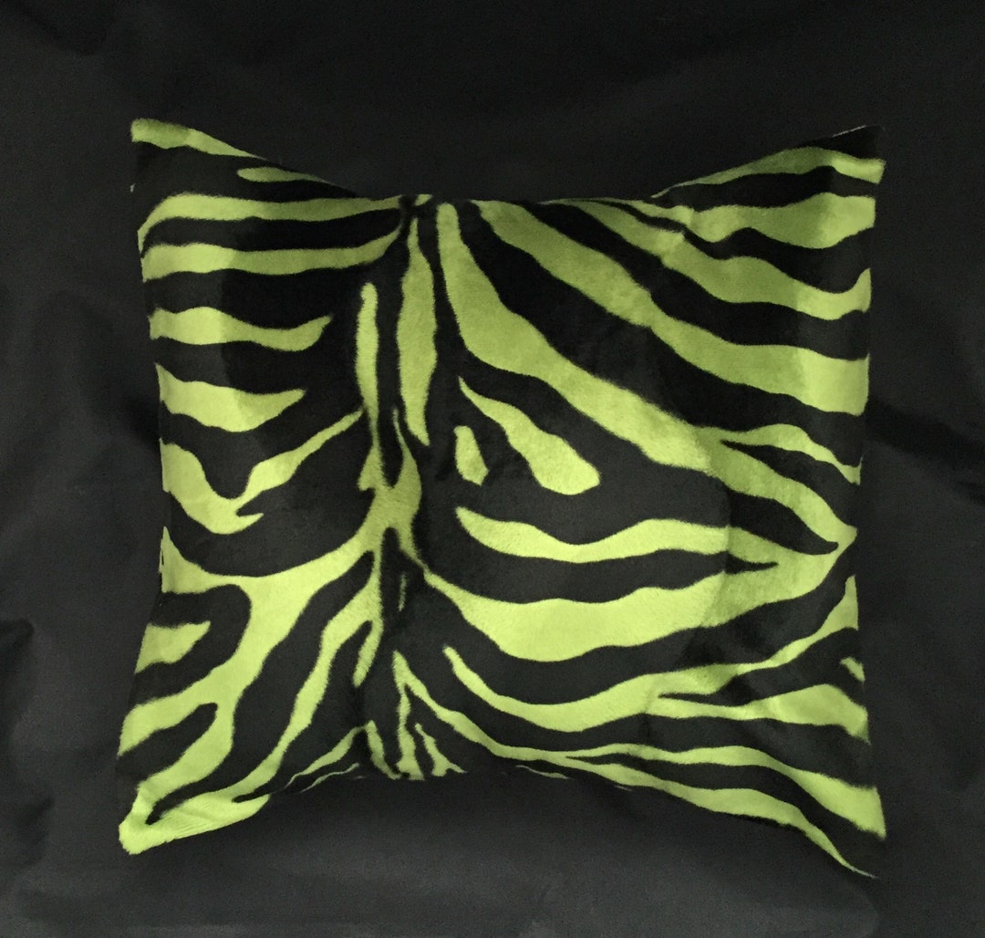 Zebra Print Pillow, Animal Print, Green and Black Pillow Cover, Green