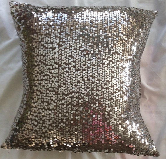 Silver Sequin Pillow Cover Silver Glitter Pillow Silver Etsy
