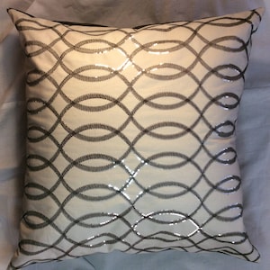 White pillow Cover, Silver sequin pillow, Sequin pillow cover, Euro Pillow, Throw pillow, Decorative pillow, Glitter pillow cover,sparkly