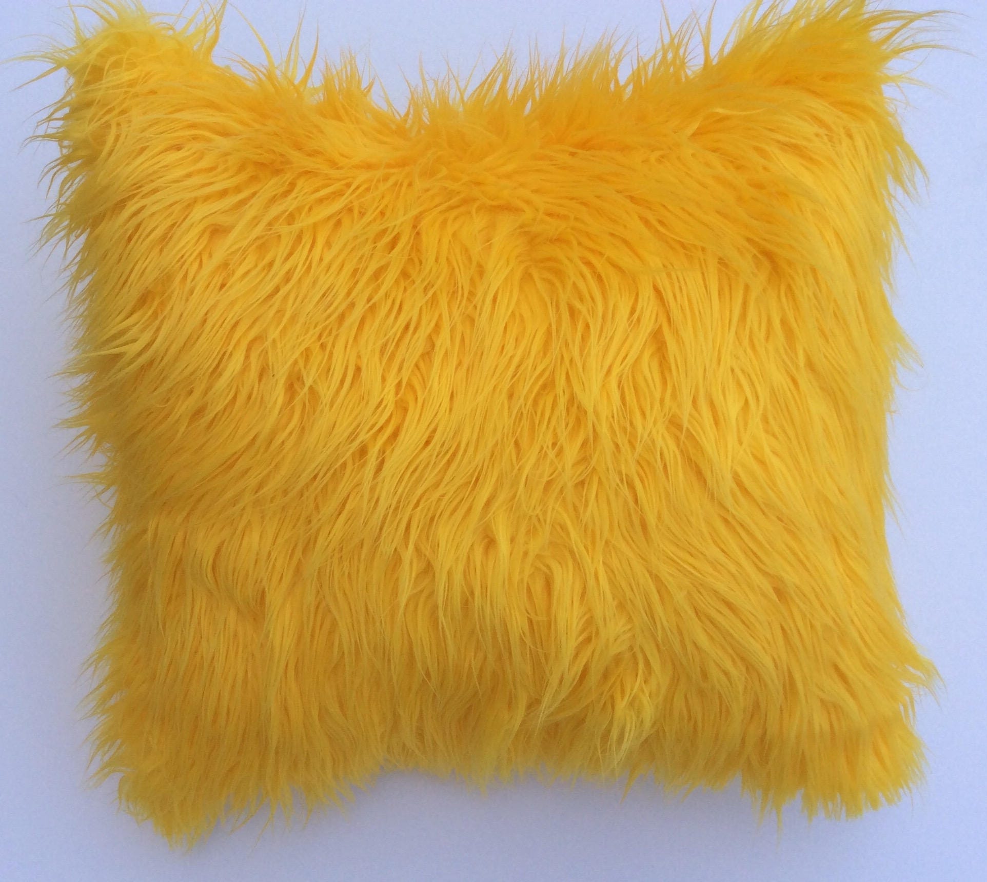 Faux fur yellow pillow cover Gold faux fur pillow Throw Etsy