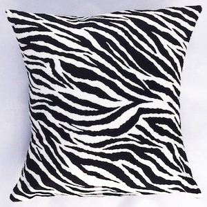 Zebra pillow cover, Designer pillow cover, throw pillow, Decorative pillow cover, Black and white pillow cover, Animal print pillow cover