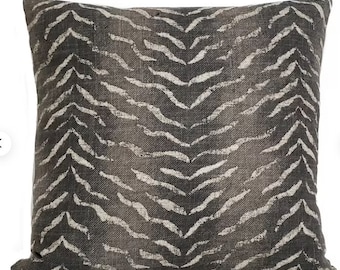 Charcoal Gray Tiger Stripes Throw Pillow Cover - Tiger Print Pillow - Tiger Pillow Cover - Tiger Stripes Throw - Tiger Pillow - Animal print