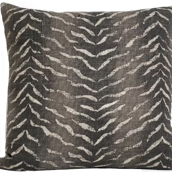 Charcoal Gray Tiger Stripes Throw Pillow Cover - Tiger Print Pillow - Tiger Pillow Cover - Tiger Stripes Throw - Tiger Pillow - Animal print