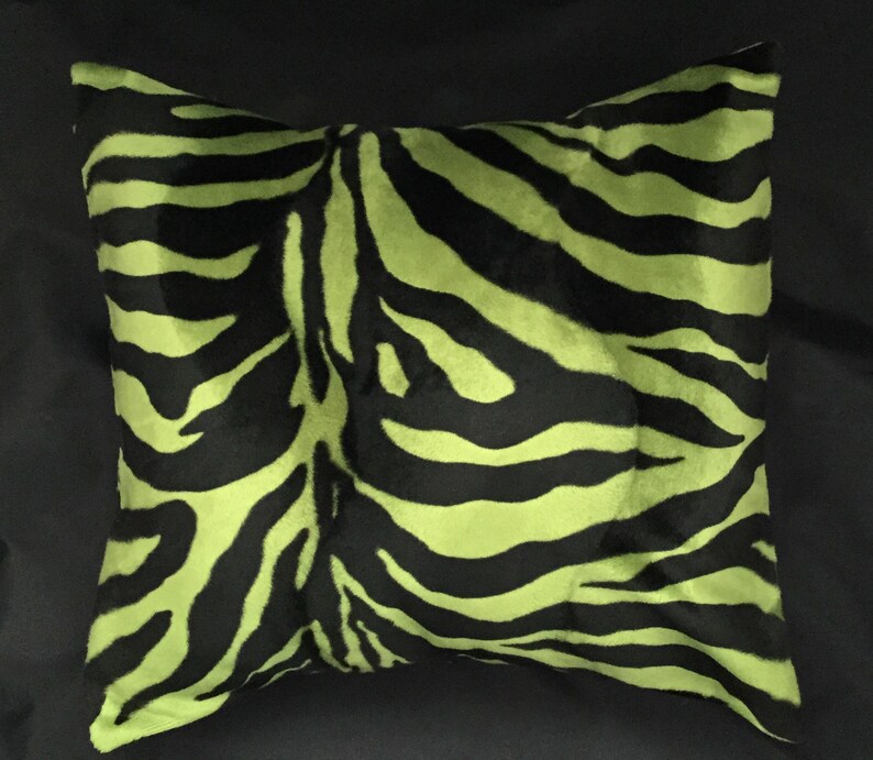 Zebra Print Pillow Animal Print Green and Black Pillow Etsy