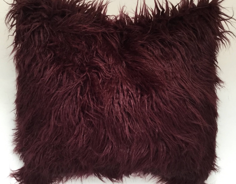 Faux Fur Pillow Cover Burgundy Faux Fur Pillow Maroon Throw Etsy