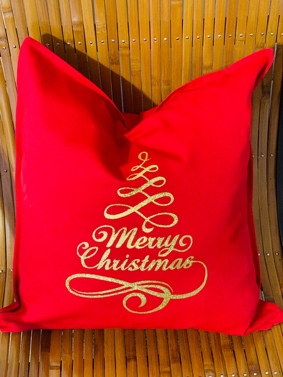 Elegant Merry Christmas Throw Pillow Cover + Pillow Insert