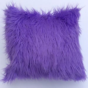 Lavendar Fur Throw Pillow, Purple Pillow, Lavendar faux Fur throw pillow, Fur pillow cushion, Mongolian Purple fur pillow cushion, cushion