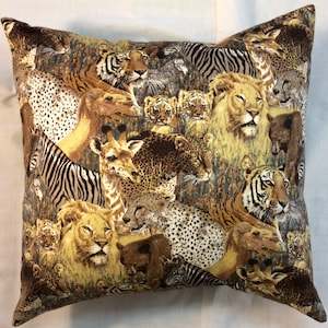 Leopard Print Pillow - Safari Jungle Animal Throw - Lions Tigers Bears Zebra Cheetah Giraffes Camel - Wild Decor Accent