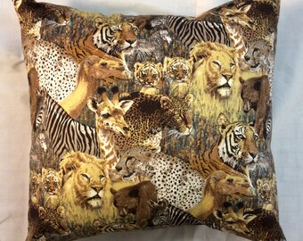 Almohada con estampado de leopardo - Lanzamiento de animales de la selva Safari - Leones Tigres Osos Cebra Guepardo Jirafas Camello - Acento de decoración salvaje