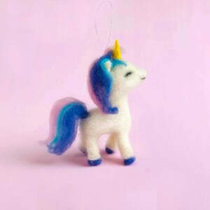 Unicorn Figurine Ornament -- Needle Felted