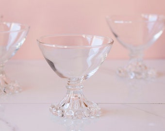 Champagne Coupe Glasses Set of Six - &quot;Boopie&quot; Glass by Anchor Hocking - Candlewick Glass - Vintage 1950&#39;s Stemmed Barware - Bubble Glasses