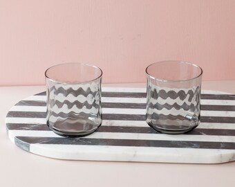 Smokey Low Ball Glasses Pair of Two - Whiskey Tumblers - Rocks Glasses - Gray Glassware - Colorful Barware - Minimal Glassware