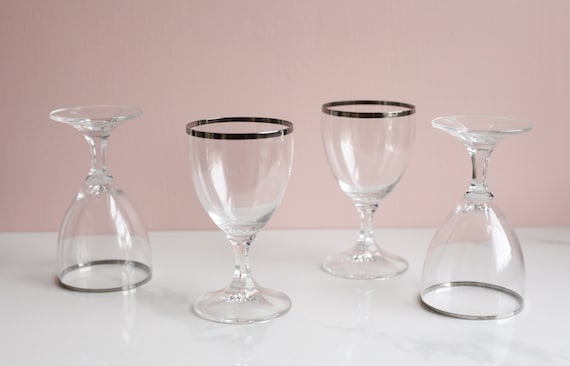 Vintage 'Schott-Zwiesel' Platinum Trim Crystal Champagne Flutes- Set of 6
