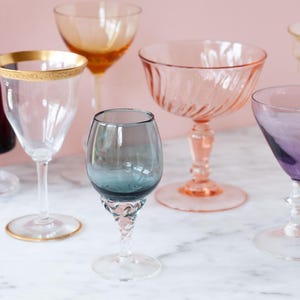 Single Vintage Stemmed Glass - Mix and Match Replacement Vintage Goblets, Coupes, Wine Glasses - Colorful Glassware - Stemware Glasses