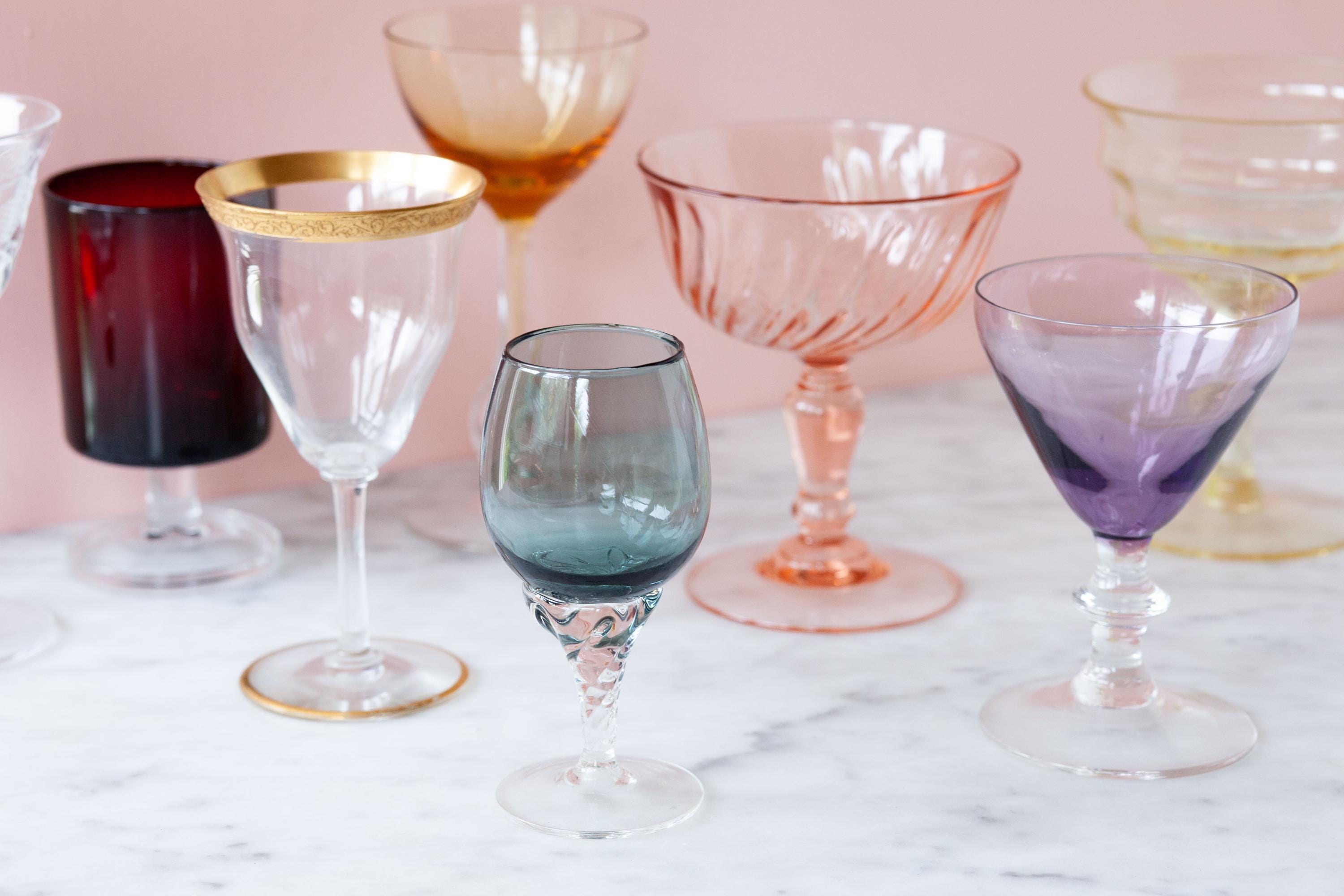 Single Vintage Stemmed Glass - Mix and Match Replacement Vintage Goblets, Coupes, Wine Glasses - Colorful Glassware - Stemware Glasses