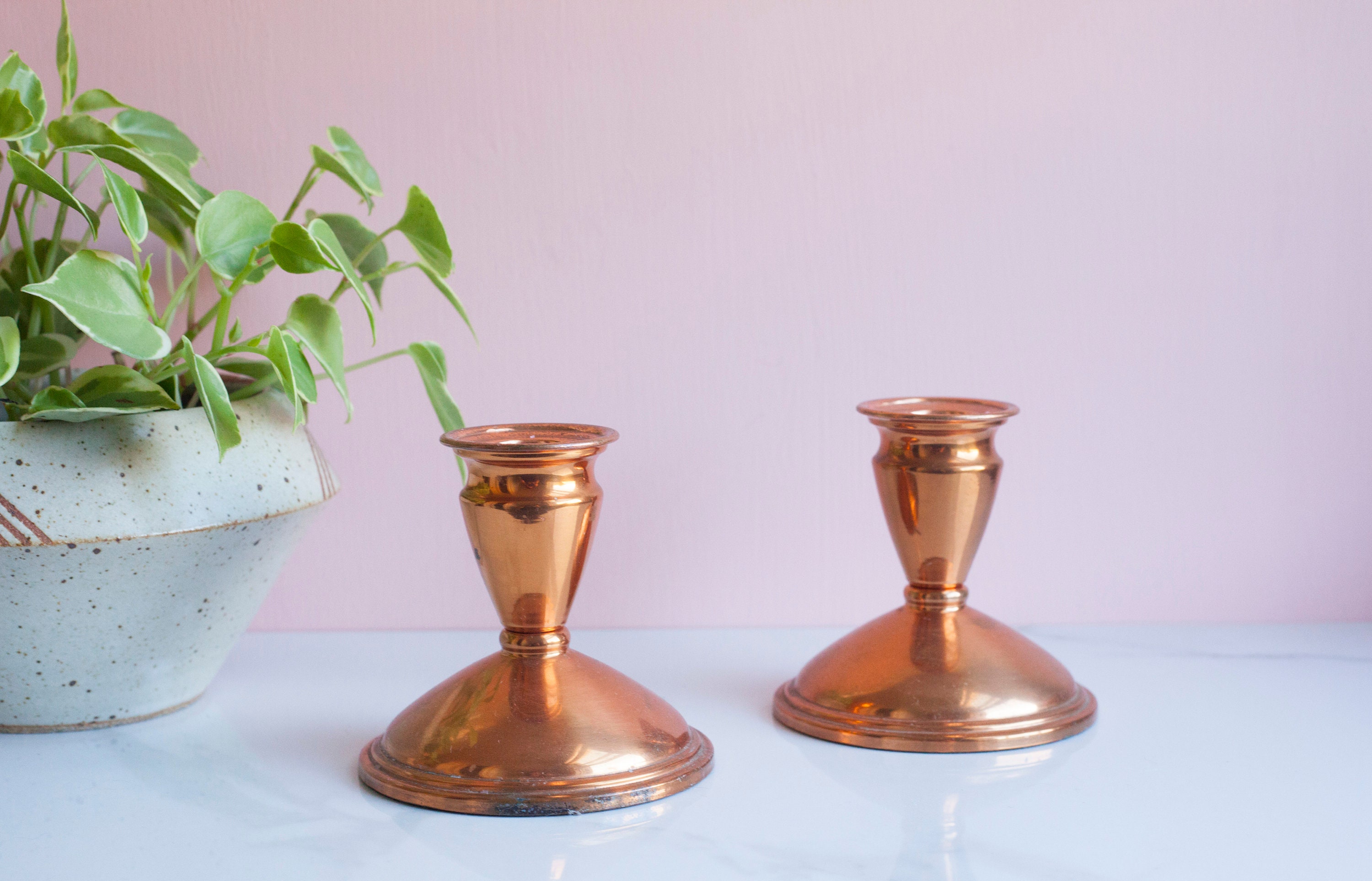 Copper Candle Holders Vintage Pair of Two Coppercraft Guild Etsy