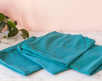 Solid Teal Blue Fabric Napkins Set of 4 - Eclectic Table Setting - Blue Cotton Table Linens - Sustainable Table Decor - Reusable Napkins