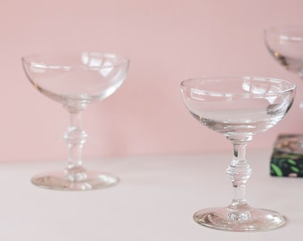 Champagne Coupes Set of Four, Vintage Cocktail Glasses, Hollywood Regency Stemware, Libbey Georgian Sherbet Glassware - Marilyn Monroe Style