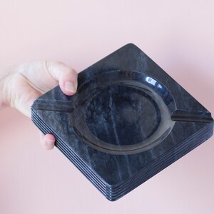 Square Marble Ashtray Vintage Black Marble Cigarette Holder Coffee Table Decor Collectible Catchall Tray Square Marble Tray image 7