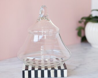 Apothecary Storage Glass Container - Clear Glass Bathroom Storage  - Vintage Home Solutions - Vintage Bathroom Decor