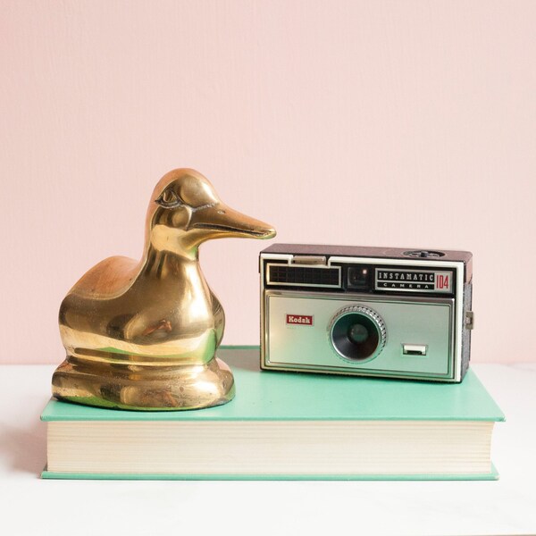 Brass Duck Bookend - Single Vintage Brass Bird Home Office Decor - Light Academia Shelf Decor - Graduation Gift