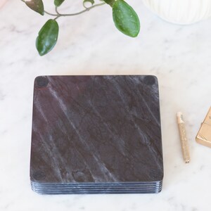 Square Marble Ashtray Vintage Black Marble Cigarette Holder Coffee Table Decor Collectible Catchall Tray Square Marble Tray image 4