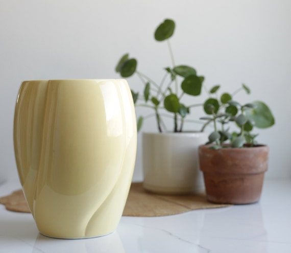 Large Yellow Ceramic Flower Vase Spring Home Decor Etsy