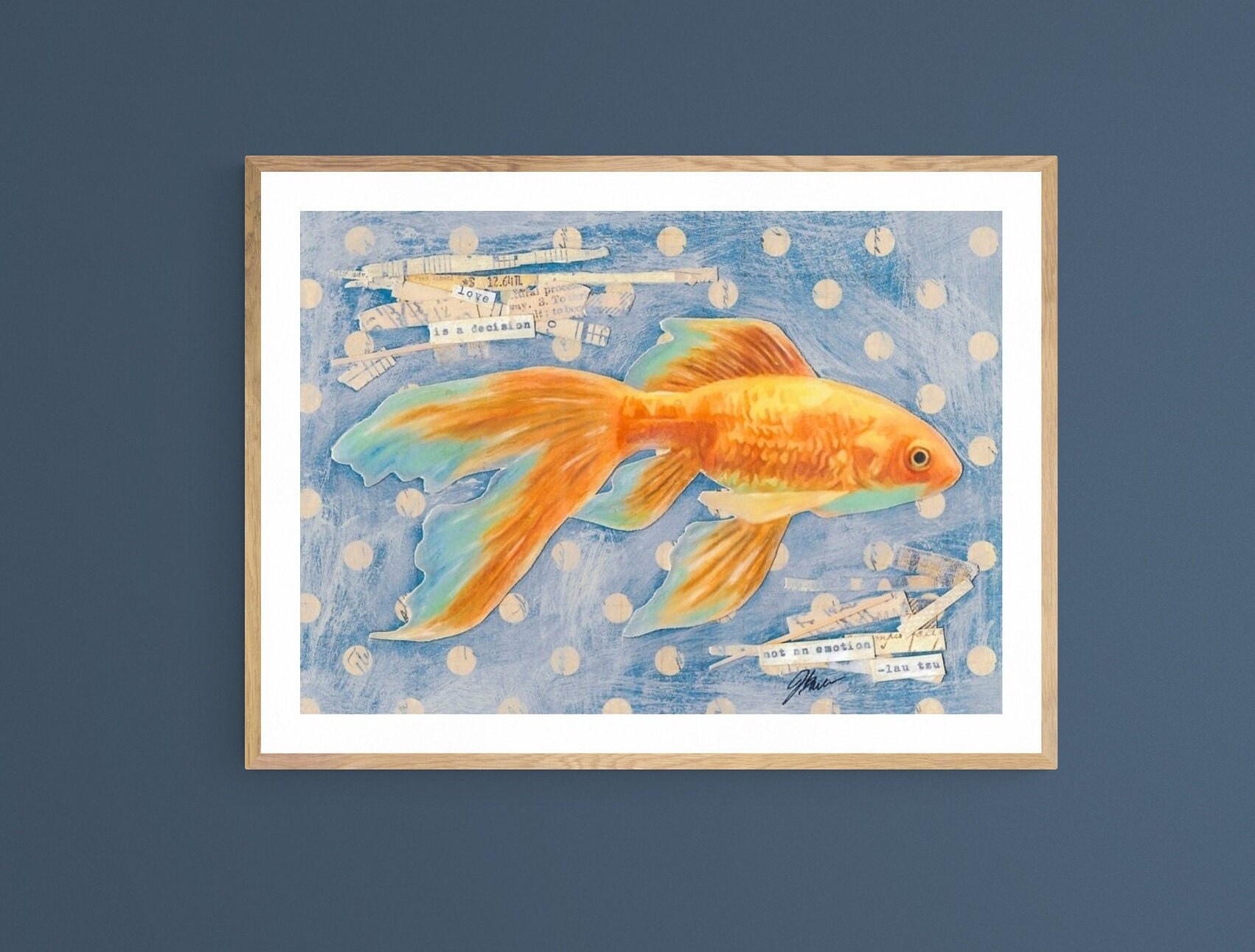 Mixed Media Goldfish Wall Art Goldfish Painting Aquarium Etsy