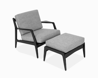 Vintage Danish Modern Lounge Chair and Ottoman by Lawrence Peabody