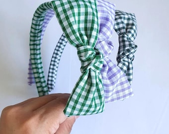 Back to school headband, gingham headband, hair accessories, kids hair accessories.