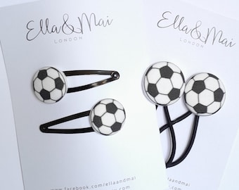 Football hair clips, clips for boys, hair clips for girls, red, stocking fillers, hair slide, hair tie, bobbles, Soccer