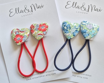 Liberty Hair Clips Amelie, Liberty hair tie Amelie, Red Floral, Liberty Stocking fillers, School accessories, Blue Floral